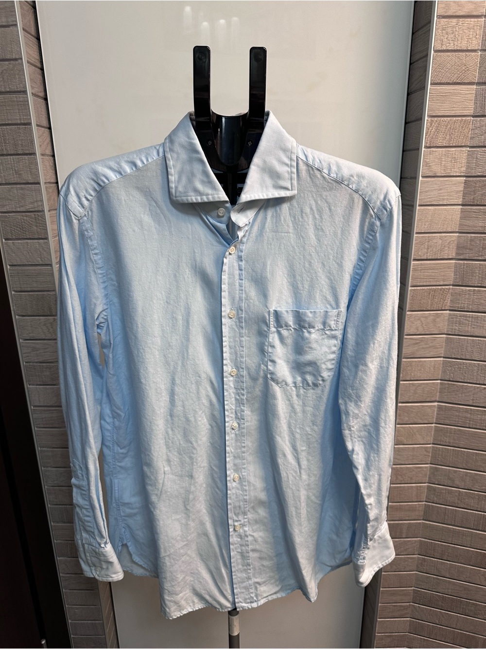 Hugo Boss Men’s “Selection” Light Blue Linen Regular Fit Dress Shirt